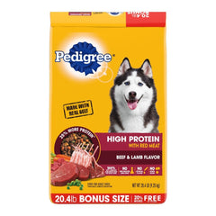 Pedigree High Protein Adult Dry Dog Food Beef & Lamb 20.4-lb