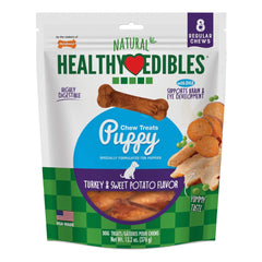 Nylabone Healthy Edibles Puppy Chew Treats Turkey & Sweet Potato Small/Regular - Up To 25 lbs 8 Count