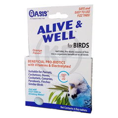 Oasis Alive & Well Probiotic Orange Flavor Fizz-Tablets for Birds 6 Count