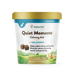 NaturVet Quiet Moments Calming Aid Plus Melatonin Soft Chews for Dogs 70 Count 5.4-oz
