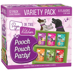 Weruva Dogs in The Kitchen Pooch Pouch Party! Wet Dog Food Variety Pack 2.8-oz Pouches 12 count