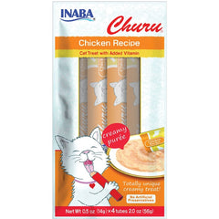 Inaba Churu Creamy Purée Lickable Cat Treats Chicken Recipe 0.5-oz Tubes 4 Count