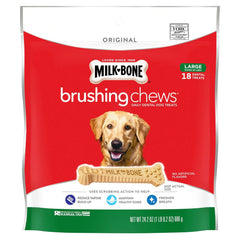 Milk-Bone Brushing Chews Dental Dog Treat Original Large 50+lbs 18 Count 24.2-oz