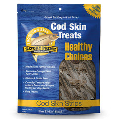 Savory Prime Cod Skin Fish Strips Dog Treats 16-oz