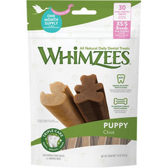 Whimzees Puppy Natural Dental Dog Treats Extra Small & Small 30 Count 7.9-oz