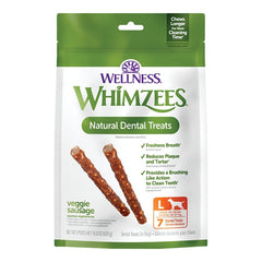 Whimzees Veggie Sausage Natural Dental Dog Treats Large 7 Count 14.8-oz