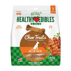 Nylabone Healthy Edibles All-Natural Long Lasting Chew Treats Bacon Medium/Wolf - Up To 35 lbs 7 Count