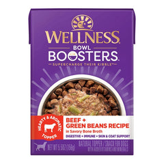 Wellness Bowl Boosters Hearty Wet Dog Food Toppers Beef with Green Beans Recipe 5.5-oz