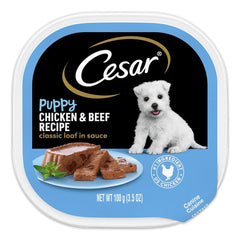 Cesar Classic Loaf in Sauce Puppy Wet Dog Food Chicken & Beef 3.5-oz