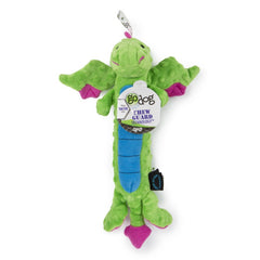 goDog Skinny Dragons Chew Guard Technology Squeaky Plush Dog Toy Green Large