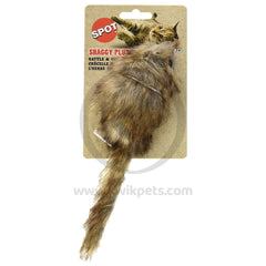 Ethical Pet Spot Shaggy Plush Giant Mouse Rattle & Catnip Cat Toy Brown 8.5-in
