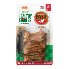 Nylabone Healthy Edibles Wild Natural Long Lasting Dog Chew Treats Bison Small/Regular - Up To 25 lbs 8 Count