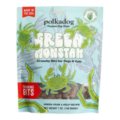 Polkadog Green Monstah Training Bites Crunchy Dehydrated Dog & Cat Treats Green Crab & Kelp 7-oz