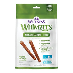 Whimzees Veggie Sausage Natural Dental Dog Treats Small 28 Count 14.8-oz