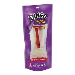 Dingo Rawhide Chicken Bone Dog Treat Large 3.5-oz