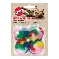 Ethical Pet Spot Kitty Yarn Puffs Catnip Toy Assorted Small 4 Count 1.5-in