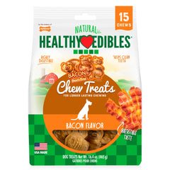 Nylabone Healthy Edibles Bacon Buddies Natural Long Lasting Dog Chew Treats Small/Regular - Up To 25 lbs 15 Count