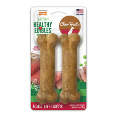 Nylabone Healthy Edibles All-Natural Long Lasting Dog Chew Treats Roast Beef Wolf - Up To 35 lbs 2 Count