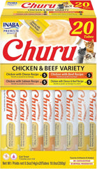 Inaba Churu Creamy Purée Chicken & Beef Variety Pack Lickable Cat Treats 0.5-oz Tubes 20 Count