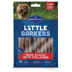 Barkworthies Little Barkers Beef Sticks with Collagen Dog Chews 10 Count