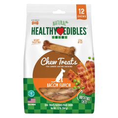 Nylabone Healthy Edibles All-Natural Long Lasting Dog Chew Treats Bacon Small/Regular - Up To 25 Ibs 12 Count
