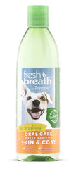 TropiClean Fresh Breath Oral Care Water Additive Plus Skin & Coat for Dogs 16-oz