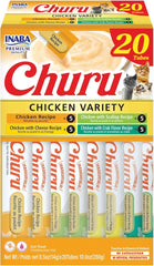 Inaba Churu Creamy Purée Chicken Variety Box Lickable Cat Treats 0.5-oz Tubes 20 Count