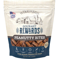 Wholesomes Gourmet Rewards Peanutty Bites Biscuits Oven-Baked Dog Treats Peanut Butter 3-lb