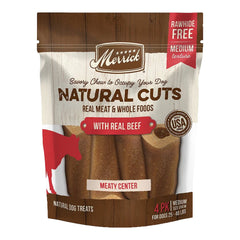 Merrick Natural Cuts Rawhide Free Dog Chew Treats Medium 4 Count