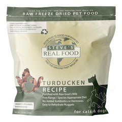 Steve's Real Food Freeze-Dried Nuggets Raw Dog & Cat Food Turducken Recipe 1.25-lb