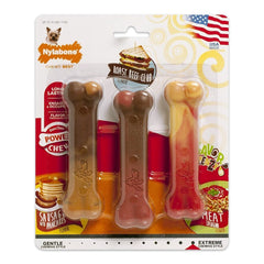 Nylabone Flavor Frenzy Power Chew Dog Toy Triple Pack Pancakes & Sausage, Roast Beef Club, & Lasagna XS/Petite - Up To 15 lbs 3 Count