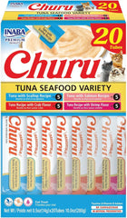 Inaba Churu Creamy Purée Tuna Seafood Variety Pack Lickable Cat Treats 0.5-oz Tubes 20 Count