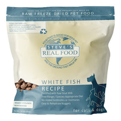 Steve's Real Food Freeze-Dried Nuggets Raw Dog & Cat Food White Fish Recipe 1.25-lb
