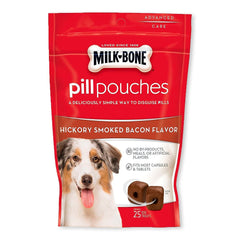 Milk-Bone Pill Pouches Hickory Smoked Bacon Dog Treats 25 Count 6-oz