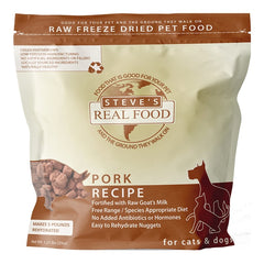 Steve's Real Food Freeze-Dried Nuggets Raw Dog & Cat Food Pork Recipe 1.25-lb