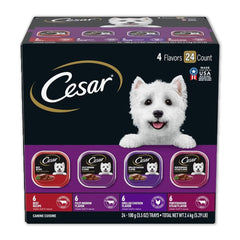 Cesar Classic Loaf in Sauce Adult Wet Dog Food Variety Pack Beef, Filet Mignon, Grilled Chicken, Poterhouse Steak 24 Count 84.66-oz