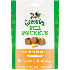Greenies Capsule Pill Pockets Dog Treats Chicken 7.9-oz 30 Count