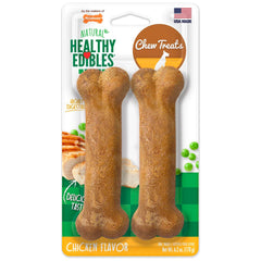 Nylabone Healthy Edibles All-Natural Long Lasting Dog Chew Treats Chicken Medium/Wolf - Up To 35 lbs 2 Count