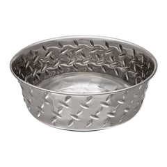 Loving Pets Diamond Plate Bowls with Non Skid Bottom Dog Dish Bowl Silver 1 Quart