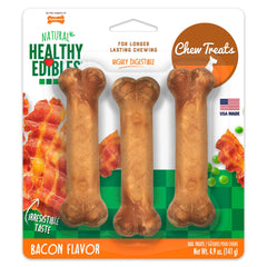 Nylabone Healthy Edibles All-Natural Long Lasting Dog Chew Treats Bacon Small/Regular - Up To 25 Ibs 3 Count