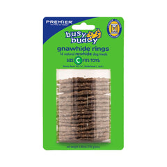 Busy Buddy Gnawhide Dog Treat Ring Refills Natural Rawhide Size C 16 Count 6.88-oz