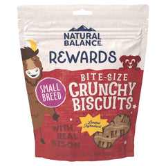 Natural Balance Pet Foods Rewards Bite-Size Crunchy Biscuits Small Breed Dog Treats Bison 8-oz