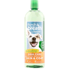TropiClean Fresh Breath Oral Care Water Additive Plus Skin & Coat for Dogs 33.8-oz