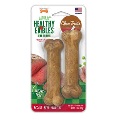 Nylabone Healthy Edibles All-Natural Long Lasting Dog Chew Treats Roast Beef XS/Petite - Up To 15 lbs 2 Count