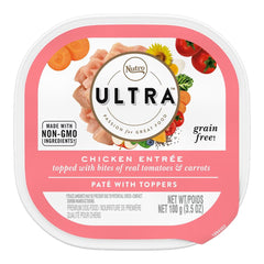 Nutro Ultra Grain‑Free Adult Wet Dog Food Paté with Toppers Chicken Entrée with Tomatoes & Carrots 3.5-oz