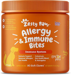 Zesty Paws Allergy & Immune Bites Soft Chews for Dogs Lamb 90 Count 11.1-oz