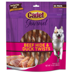 Cadet Gourmet Beef Hide & Duck Twist Sticks Dog Treats 5-in 50 Count