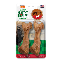 Nylabone Healthy Edibles Wild Natural Long Lasting Dog Chew Treats Bison Medium/Wolf - Up To 35 lbs 2 Count