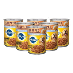 Pedigree Chopped Ground Dinner Adult Wet Dog Food Chicken Beef & Liver 13.2-oz 6 Pack