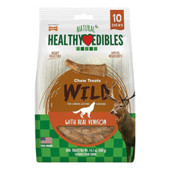 Nylabone Healthy Edibles Wild Antler Natural Long Lasting Dog Chew Treats Venison Large/Giant - Up To 50 lbs 10 Count